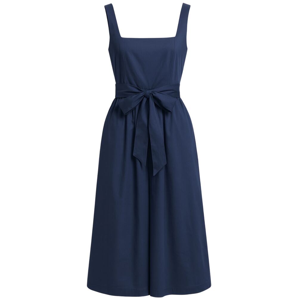 Cara Cara 100% Cotton Poplin Blue Cropped Wide Leg Jumpsuit Size XS